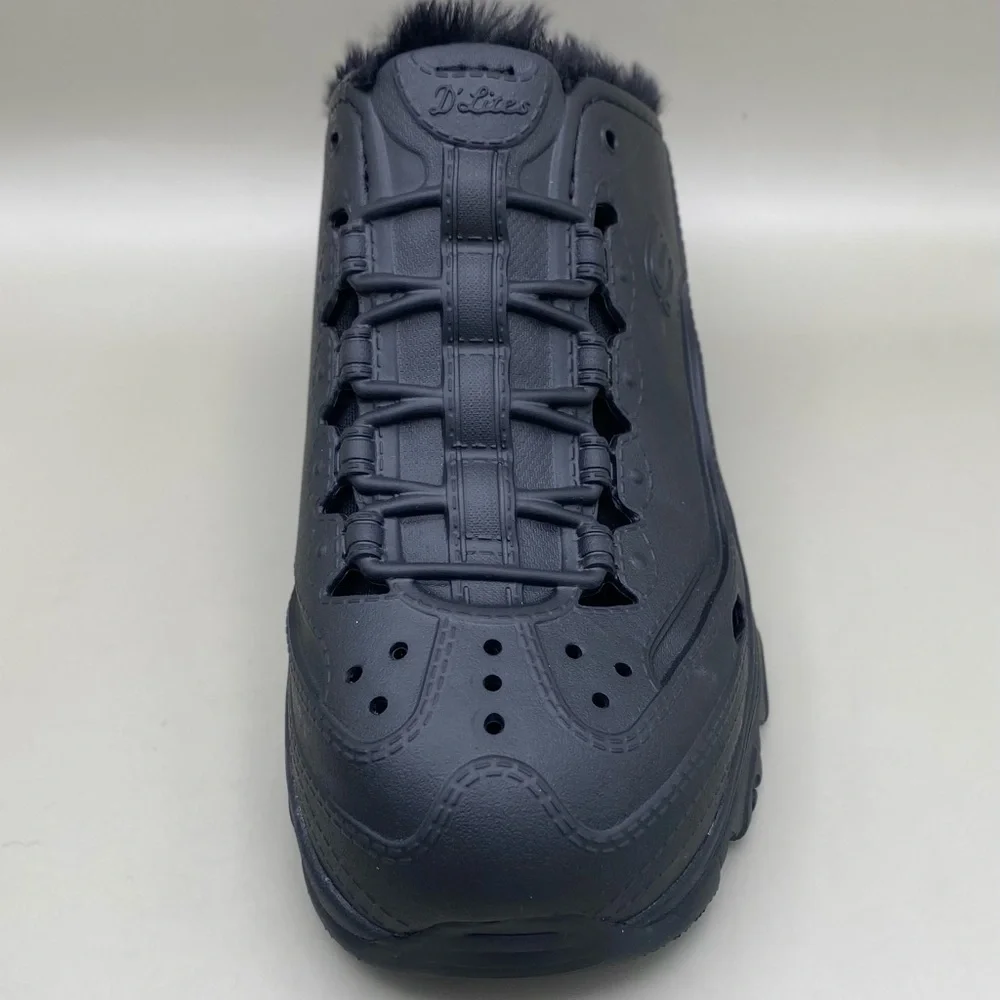 Skechers Foamies D’Lites 2.0 Fleece Lined Mule Sneakers Women’s 7 Black New - Picture 12 of 14